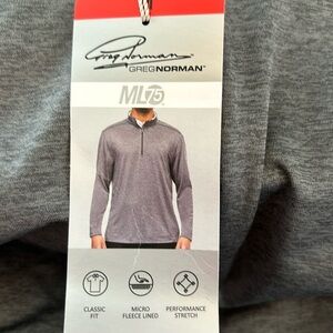 Greg Norman Classic Fit long sleeve, micro fleece lined perfomance stretch.